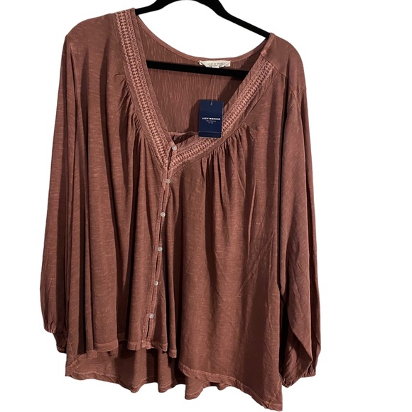 Lucky Brand Tops - Lucky Brand Long Sleeve Top Light Brown 3X NWT
